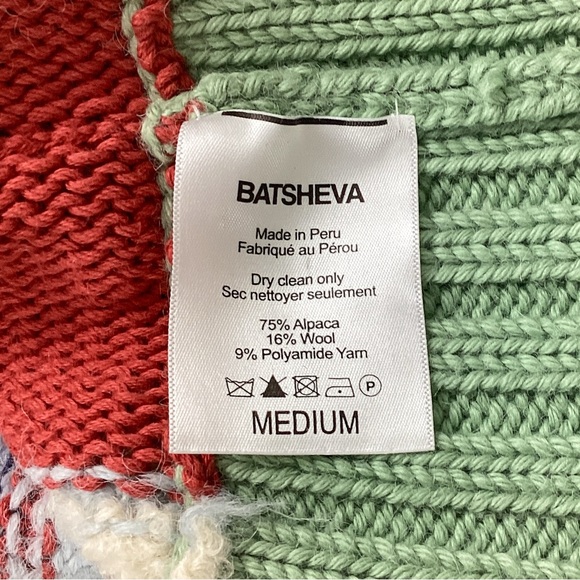 BATSHEVA Size M Sweater Colorblock Striped Bauble Pullover Jumper Chunky Knit - Picture 7 of 8